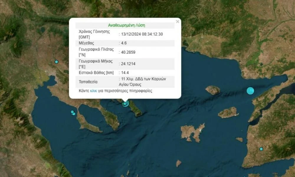 Δύο σεισμοί 3,8 και 4,6 Ρίχτερ στο Άγιο Όρος - Tαρακούνησαν την Β. Ελλάδα